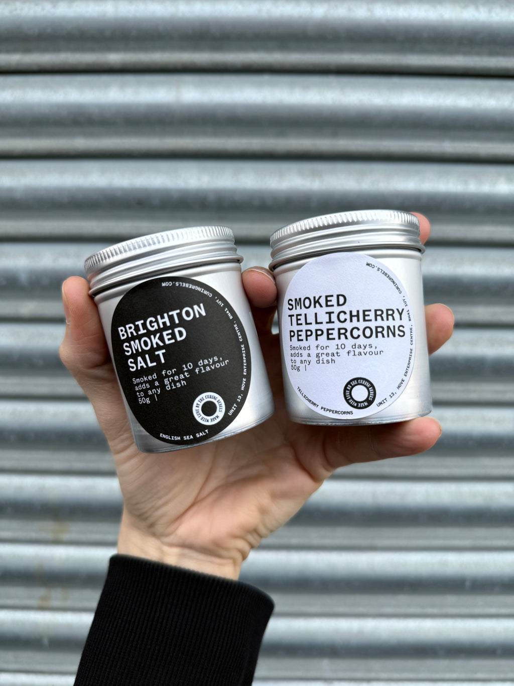 Smoked salt & Tellicherry Smoked Peppercorns 2x 50g gift tins